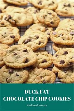 If you're looking for a new chocolate chip cookie to try, you must give these duck fat chocolate chip cookies a try! They are perfectly chewy and soft ,and have the best flavor. If you don't have duck fat, feel free to use regular butter.