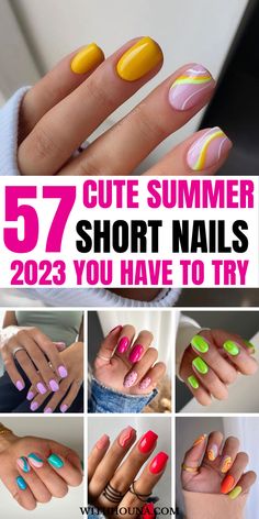 57 Insanely Cute Short Nail Designs For Summer and Summer Short Nails of 2023 We Can't Get Over Summer Nail Designs Short, Nails Of 2023, Summer Short Nails, Cute Short Nail Designs, Short Nails Summer, Short Natural Nails