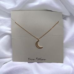 Brand New Kris Nations , Crescent Moon Necklace , Gold Vermeil , The Crescent Moon Is Set With White Simulated Opals ! Adjusted Length 16-18 Inches !!Absolutely Beautiful Necklace. Moon Necklace Gold, Star Necklaces, Crescent Moon Necklace Gold, Crescent Moon Necklace, Gold Star, Beautiful Necklace, Moon Necklace, Crescent Moon, Necklace Gold