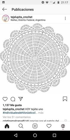 an image of a white doily on a cell phone