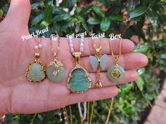 Gold Filled Mint Jade Necklace product images. Luxury Green Jade Jewelry, Gold Jade Necklace, Jade Buddha Necklace, Jade Necklace Pendant, Jade Buddha, Dope Jewelry Accessories, Jade Bead Necklace, Buddha Necklace, Twist Pattern