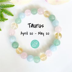 👉🏻All of my items are made with genuine, natural stones and crystals. Please be aware that no two stones are alike, that is what makes them unique. The size, colour and patterns of the beads will vary from piece to piece but these variations will not compromise the energy, beauty, and quality of your bracelet. Enjoy the benefits of crystal healing with this beautiful Taurus Zodiac Gemstone Bracelet. This stunning bracelet is made with genuine Citrine, Rose Quartz, Aquamarine, and Green Aventur Aventurine Gemstone Crystal Bracelet Gift, Healing Crystal Bracelet With Birthstone And Round Beads, Healing Crystal Bracelet With Birthstone, Taurus Sun Sign, Zodiac Bracelet, Healing Crystal Jewelry, Aquamarine Crystal, May Birthstone, Taurus Zodiac