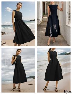 Bjux - Elegance Defined Classic Dress with Hidden Pockets A-line Midi Dress With Pockets For Party, Formal Black Dresses With Pockets, Formal Black Dress With Pockets, Black Formal Dress With Pockets, Formal Summer Midi Dress With Pockets, Elegant Black Maxi Dress With Pockets, Classic Dress