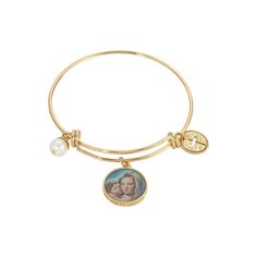 There's no better way to keep a beautiful reminder of your faith than with this 14k gold-dipped cross, costume pearl, Mary and Child charm bangle bracelet. There's no better way to keep a beautiful reminder of your faith than with this 14k gold-dipped cross, costume pearl, Mary and Child charm bangle bracelet. Metal: alloy Bracelet length: 7 in. Plating: gold tone Finish: polished Not appropriate for children 14 years old and younger. Size: One Size. Gender: female. Age Group: adult. Wire Charm Bracelet, Bangle Bracelets With Charms, Gold Dipped, Charm Bangle, Alex And Ani Charm Bracelet, Bangle Bracelets, Gold Tones, Bangles, Charm Bracelet