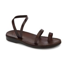 Women's Ella Leather Ankle Strap Flat Sandals - Brown – Jerusalem Sandals Ankle Strap Sandals Flat, Toe Loop Sandals, Leather Gladiator Sandals, Ankle Strap Flats, Ankle Wrap Sandals, Wrap Sandals, Leather Wedge Sandals, Sandals For Sale, Brown Sandals