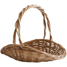 a wicker basket is shown on a white background with clipping for the handles