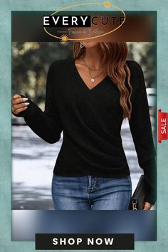 Black Plain V-neck Sweater Trendy V-neck Sweater For Work, Elegant Black V-neck Sweater For Work, Trendy Black V-neck Sweater For Fall, Black Long Sleeve V-neck Sweater For Work, Black Long Sleeve V-neck Sweater Trendy, Black V-neck Top For Fall Workwear, Black V-neck Top For Workwear In Fall, Black Casual V-neck Sweater For Work, Casual Black V-neck Sweater For Work