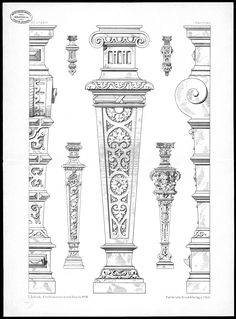 an old drawing of different types of vases