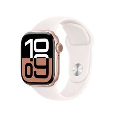 an apple watch with the number ten on it's face and a white band