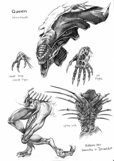 an image of some alien creatures that are in the style of pencils on paper