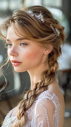 Side Dutch Braid, Braid Prom, Hair Styles Long Hair, Loose French Braids, Sophisticated Hairstyles, Romantic Curls, Pinterest Hair, Side Braid, Prom Hairstyles