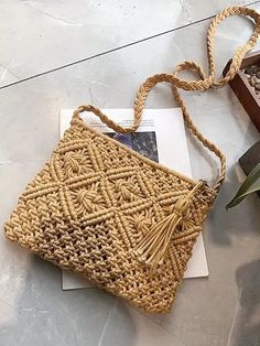 This stylish woven crossbody bag is perfect for your next vacation or casual outing. With its versatile design, it can easily transition from day to night. Its spacious interior and durable construction make it a must-have for your travels. Say goodbye to bulky bags and hello to effortless style. Color : Camel Type : Straw Bag Bag Size : Medium Pattern Type : Plain Composition : 100% Polyester Material : Polyester Woven Straw Pouch Bag For Travel, Woven Crossbody Bag For Vacation, Casual Summer Shoulder Bag For On-the-go, Trendy Open Weave Shoulder Bag For Travel, Woven Pouch Shoulder Bag For Travel, Braided Handles Crossbody Shoulder Bag For Vacation, Braided Shoulder Bag For Travel, Woven Crossbody Travel Bag, Casual Woven Straw Crossbody Bag