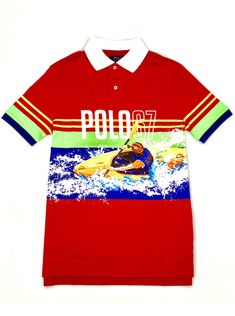 An American style standard since 1972, the Polo shirt has been imitated but never matched. Over the decades, Ralph Lauren has re-imagined his signature style in a wide array of colours and fits, yet all retain the quality and attention to detail of the iconic original. This striped version is made with luxe cotton interlock that features an ultrasoft finish and printed with a poster-inspired kayak graphic. Ralph Lauren partners with Better Cotton™ to improve cotton farming globally. Better Cotto Cotton Farming, Print Graphic, Silhouette Cut, Harmful Chemicals, Polo Collar, Dress Code, Dress Codes, Signature Style, Full Sleeve