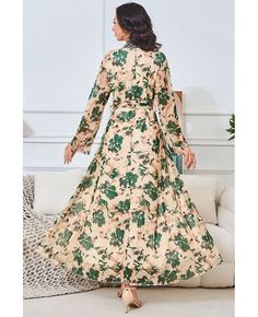 Get 10% off now! Buy vneck long sleeved muslim fashion dress for women at cheap price online. Free stable shipping and pro custom service since 2009. V-neck Floral Print Dress For Eid, Green Long Sleeve V-neck Dress For Fall, Spring Long Sleeve Green V-neck Dress, Floral Print V-neck Dress For Eid, Green Long Sleeve Dress For Eid, Green V-neck Long Sleeve Dress For Fall, Elegant Long Sleeve Floral Print V-neck Dress, Elegant Long Sleeve V-neck Floral Dress, Modest Green V-neck Maxi Dress