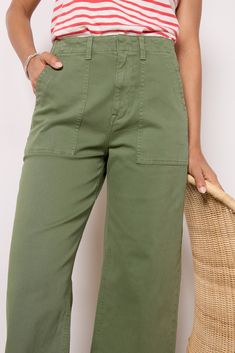 Utility-style pockets top these versatile wide leg pants by Pistola featuring a high-rise fit, stretch twill fabric, and ankle-length hems. Dress them up or down for wherever your day takes you. Utility Wide Leg Pants With Welt Pockets, Spring Utility Wide Leg Pants, Utility High-waisted Wide Leg Pants With Patch Pockets, Utility Style High-waisted Wide Leg Pants With Patch Pockets, Utility Wide Leg Pants With Hip Pockets, Utility Wide Leg Pants With Patch Pockets, Khaki Wide Leg Cargo Pants, Versatile Wide Leg Pants With Patch Pockets, Wide Leg Pants With Hip Pockets