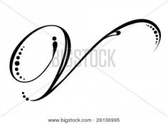 the letter o is drawn with black ink on a white background, handwritten in cursive writing