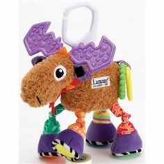 a toy horse with purple and green decorations