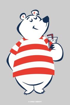 a cartoon bear with a cell phone in his hand and an american flag on its chest