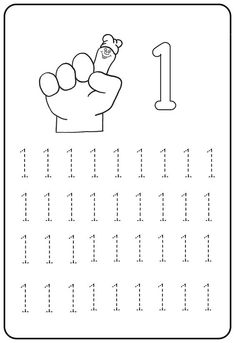 the number 1 worksheet for children to learn numbers and counting them into one