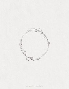 a drawing of a circle with leaves on it