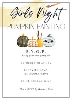 the girls night pumpkin painting flyer