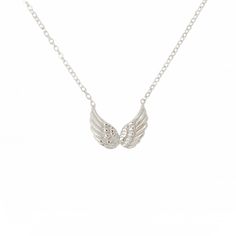 "Our inventory is limited on Etsy. You can find more quantities and unique designs by vising our website: www.nanabijoujewelry.com This unique double winged charm pendant is composed of 14K solid gold and beautifully complemented by a durable 14K solid gold adjustable chain, finished with a secure lobster claw clasp and Nana Bijou signature logo tag. ♦ Pendant Dimensions: approximately 12mm (w) x 9mm (h) ♦ Metal Finish: High Shine Polish ♦ This design is available in Rose, White and Yellow 14K G Wing-shaped White Gold Necklace For Gift, Solid Gold Chains, Neck Choker, Wing Necklace, Rose Gift, Logo Tag, Handcrafted Necklace, Unique Necklaces, Signature Logo