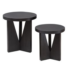 two black tables sitting next to each other