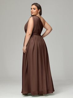 This One-shoulder Plus Size Chiffon Bridesmaid Dress is the perfect choice for a timeless and elegant look. It features a classic one-shoulder design, made from soft and airy chiffon, to create a comfortable and flattering fit.   Small Size→ US0-US16 Bridesmaid Dresses Brown, Orange Orchid, Dresses Brown, White Wisteria, Chiffon Bridesmaid Dresses, Chiffon Bridesmaid Dress, Dress Purchase, Chiffon Bridesmaid, Shoulder Design