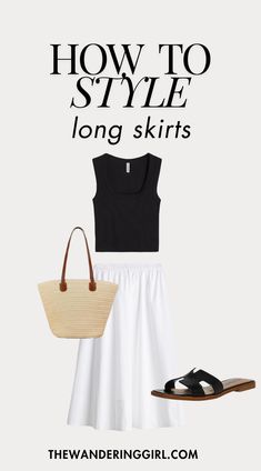 Elevate your style by checking out this list of 24+ incredibly chic long skirt outfit ideas. These outfit ideas with maxi skirts, midi skirts, silk skirts, satin skirts, and denim skirts are insanely good for a classy or casual look. Whether you want to wear long skirts to work, for date night, parties, night out, or to a summer vacation, check out this list for the ultimate inspo! Long Skirt Outfit, Long Silk Skirt