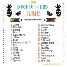 the doodle - a - day june calendar with pineapples and pencils