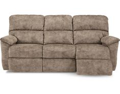 the reclining sofa is shown in light brown