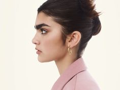 Sarah Earrings - Hey Harper: The Original Waterproof Jewelry Brand Chic Gold Earrings For Workwear, Chic Gold Earrings For Work, Elegant Pink Earrings For Everyday Wear, Pink Elegant Everyday Earrings, Elegant Pink Everyday Earrings, Chic Hoop Earrings For Formal Occasions, Classic Single Earring, Feminine Hoop Earrings For Pierced Ears, Chic Pierced Hoop Earrings