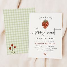 some type of greeting card with a strawberry on it