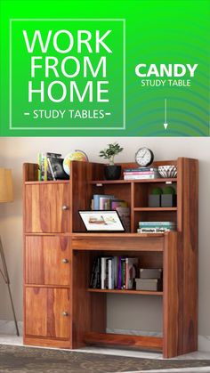 the work from home study table is shown with an arrow pointing to it's left side