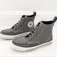 *Rare* New In Box, Converse Mountain Club High Collection High-Top Boot Sneaker Designed By Converse And Based On The Iconic All-Star Classic In Grey With White Soles. Never Worn, Only Tried On In Store When Purchased. + (1) Free Gift Of Your Choice, Find The (2) Free Gift Listings On My Selling Page, View Photos To Pick From 25 Different Gift Options. Converse Suede Lace-up Sneakers, Suede High-top Sneakers With Laces And Round Toe, Suede High-top Sneakers With Round Toe, Suede High-top Sneakers, Converse Low-top Suede Sneakers, Gray High-top Custom Sneakers With Perforated Toe Box, Sporty Converse Boots With Round Toe, Sporty Suede Converse Sneakers, Gray Leather Ankle-high Sneakers