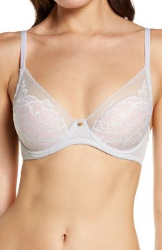 Plenty of sheerness and smooth lace make this lightweight plunge bra flirty and fun to wear. Style Name:Natori Flora Underwire Bra. Style Number: 5328537. Fitted Lace Bra With Sheer Details, Sheer Fitted Low-cut Bra, Fitted Lace Sheer Bra, Fitted Sheer Low-cut Bra, Low-cut Sheer Fitted Bra, Fitted Low-cut Sheer Bra, Sheer Full Coverage Fitted Bra, Sheer Full Cup Bra, Sheer Feminine Fitted Bra