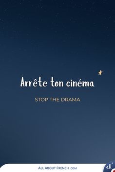 an advertisement for the movie'stop the drama'with stars in the night sky