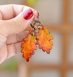 "Autumn oak leaf earrings, Fall forest jewelry, Bohemian jewelry gift leaf size about 2\" (5cm) Please, keep the jewellery away from perfume and other alcohol containing fluids because the alcohol damages the Polymer clay. Store the fragile items in separate boxes and treat them with care. Misuse may result in damage. Visit my shop https://www.etsy.com/shop/JewelryByCompliment?ref=l2-shopheader-name If you have any questions, please contact me! Thank you for your visit!" Leaf-shaped Brown Earrings Gift, Brown Leaf-shaped Earrings Gift, Brown Leaf-shaped Earrings For Gift, Hypoallergenic Leaf-shaped Nature-inspired Jewelry, Brown Leaf-shaped Jewelry For Gift, Leaf-shaped Metal Jewelry For Gifts, Leaf-shaped Metal Jewelry As Gift, Leaf Shaped Metal Jewelry For Gifts, Handmade Jewelry For Fall