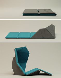 an origami book is folded and placed on its side to look like a chair