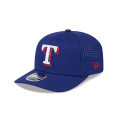 The Texas Rangers Perform 9SEVENTY Stretch-Snap Hat features an embroidered Rangers logo at the front panels with a matching New Era Flag at the left-wear side. Additional details include a gray undervisor and a snapback closure at the rear. Sporty Snapback Hat With Embroidered Logo And Curved Visor, Sports Trucker Hat With Embroidered Logo And Flat Brim, Sporty Snapback Hat With Letter Patch And Curved Brim, Team-colored Snapback Hat With Curved Brim, Sporty Style, Team-colored Sporty Snapback Hat With Curved Brim, Team-colored Casual Baseball Cap With Flat Bill, Sporty Team-colored Snapback Hat With Curved Brim, Casual Team-colored Baseball Cap With Flat Bill, Navy Snapback Hat With Embroidered Logo For Sports