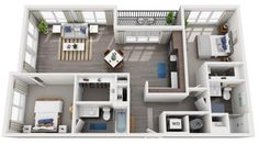 the floor plan of a two bedroom apartment