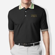 Contact us: contact@weswhile.com if you need assistance - Product Information: Upgrade your style with gucci premium polo shirt trending outfit 2023 78 Polo ShirtMaterial: Mesh cloth95% polyester + 5% spandex, flat knit collar.Moisture Wicking lightweight fabric.Soft and stretchy fabric gives you comfy all day long.Our size is standard US size. Also, If you are not sure of your size, please read the size information in the product description in order to choose your own size!Some styles do run s Gucci Polo Shirt, Outfit 2023, Black Polo Shirt, Timeless Wardrobe Staples, Black Polo, Luxury Logo, Tennis Clothes, Gucci Black, Fall Shirts