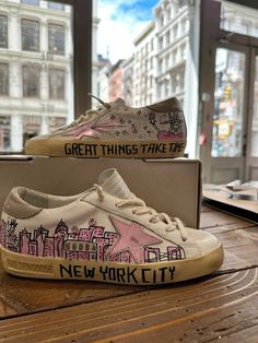 Pink Golden Goose Sneakers, Custom Golden Goose, Golden Goose Aesthetic, Stockholm Shoes, Great Things Take Time, Dr Shoes, Pretty Shoes Sneakers, Things Take Time, Stockholm Style