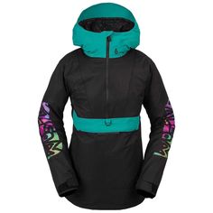 evo.com | Volcom Shell Jackets > Hit the slopes and bring the party with you in the Volcom Ashfield Pullover. With its 10K/10K waterproof breathability and fully taped seams, this snowboarding jacket keeps you dry and comfortable no matter the conditions. The side opening with a 2-way zipper adds convenience while the roomier Boyfriend fit ensures you're the envy of the mountain with both fashion and function. Zip Tech® Jacket to Pant Interface V-Science 2-Layer Supreme Twill with Non-Fluorinate Tech Jacket, Surfing Swimwear, Snowboard Jacket, Snow Jacket, Shell Jacket, Pullover Jacket, Printed Sleeves, Boyfriend Fit, Hooded Pullover