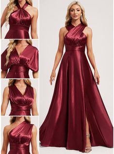 a collage of photos showing the different styles of bridesmaid gowns and dresses