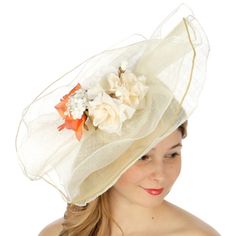 Triple Layer Sinamay Fascinator Art Flower Corsage 100% Sinamay 17 Inch Diameter Cream Fascinator For Spring Garden Party, Spring Cream Fascinator For Garden Party, Elegant Flower Headpieces For Spring, Spring Garden Party Cream Fascinator, Spring Beach Fascinator, Fitted, Cream Headpiece For Spring Garden Party, Spring Beach Fascinator, Cream Adjustable Fascinator For Spring, Spring Cream Adjustable Fascinator