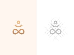 two different logos with an infinite symbol in the middle one is white and gray, the other has brown