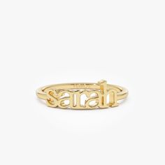 Discover personalized elegance with our Custom Name Ring, meticulously crafted from 14K solid gold. This custom stacking name ring offers a dainty and timeless piece of personalized jewelry, perfect for gifting to women on special occasions like birthdays. Delight your loved ones with this thoughtful and unique piece, sure to become a cherished keepsake. ▶ Item Details * Made to Order.  * Gold Kt: 14K Solid Gold * Custom Gold Color: Rose Gold, Yellow Gold, White Gold * Height of Letters: Short l Personalized 14k Gold Initial Ring With Round Band, Personalized Initial Ring In 14k Gold With Round Band, Personalized 14k Gold Rings With Initials, Personalized Initials 14k Gold Rings, Personalized Gold Stackable Rings Fine Jewelry, Personalized Gold Stackable Fine Jewelry Rings, 14k Gold Stackable Rings With Initials For Anniversary, Personalized Engraved Rose Gold Ring, Classic Rings With Custom Name For Personalized Gift