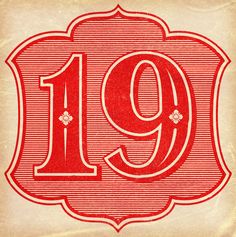 the number nineteen nine in red on an old fashioned paper background stock photo - 1387982