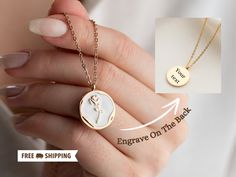 This is a unique, meaningful, stylish and minimalist necklace. While it has a rose design on the front, the back is empty and suitable for personalization.  MAMA EST 2023 MARCUS ♥ JENNIFER I LOVE YOU 05.07.2021 We can engrave name, date and message personalization with texts such as. 🍀 Material: High Quality Stainless Steel . 🍀 Finish: Gold, Silver, Rose Gold 🍀 Dimension: 18mm*18mm Rose design with 16 inch chain and 2 inch extension.  The engraving may not be dark as shown in the picture.  H White Rose Design Necklace For Gift, White Rose Design Necklace As Gift, Minimalist Rose Design Jewelry For Gift, Minimalist Rose Design Jewelry As Gift, Minimalist Rose Design Jewelry Gift, Message Necklace, Christmas Gifts For Grandma, Mother Christmas Gifts, Hidden Message